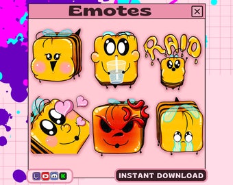 Emote Honey Bee, emote Twitch, emote Discord, emote YouTube, emoticon contrazione dell'ape miele carina, ape Kawaii, felice, pazza, triste, idratata, amore, raid