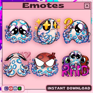 Cute Blue Ringed Octopus Emotes for Twitch, YouTube, Kick and Discord