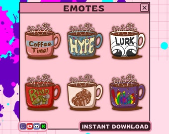 Cute and Cozy Coffee Time Emotes for Twitch, Discord, Kick, and YouTube : Add Charm and Warmth to Your Chat