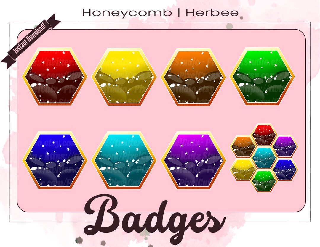 Cute Honey Comb Badge Rainbow Twitch Badge Features Honey - Etsy