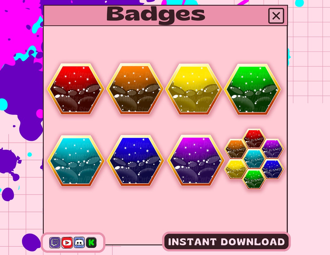 Cute Honey Comb Badge - Rainbow Twitch Badge, Features Honey Comb ...