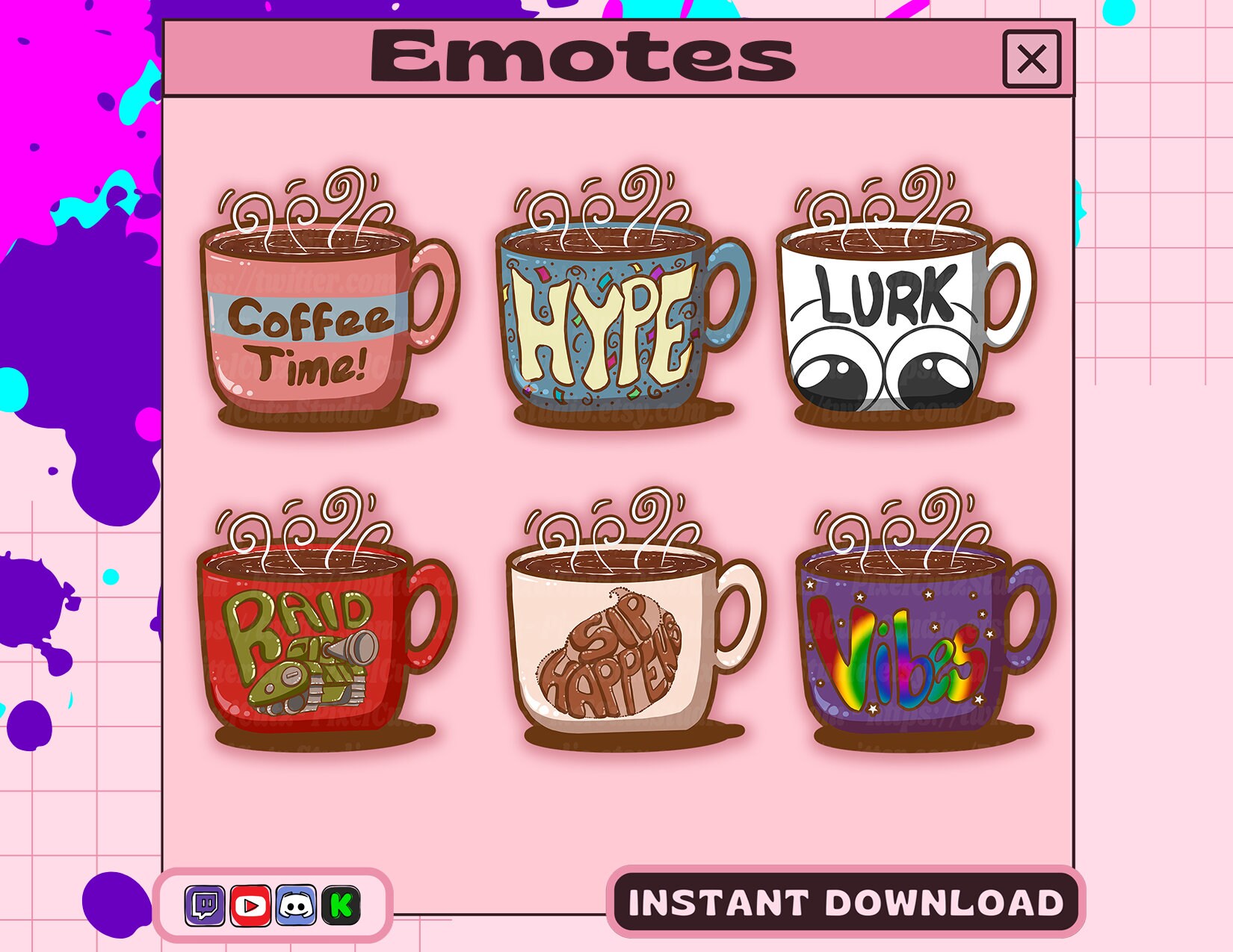 Pixel Coffee Emote Coffee Cup Twitch Emote Discord Emote 