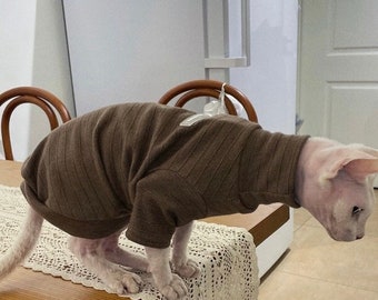 Sphynx Hairless Cats Clothes, Super Soft Kitten Pullover Sweatshirt, Bambino Devon Rex Sphynx Cat Clothing