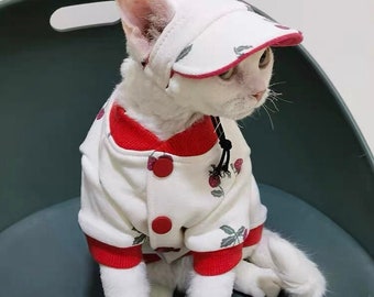 2 Legged Sphynx Hairless Cats Sweatshirt, Spring Kitten Outfit, Bambino Devon Rex Sphynx Cat Turtleneck Soft Clothing