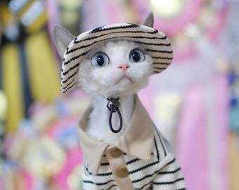Vêtements de printemps pour chats nus Sphynx, polo, pull, sweat-shirt et chapeau, pull chat Bambino Devon Rex Sphynx