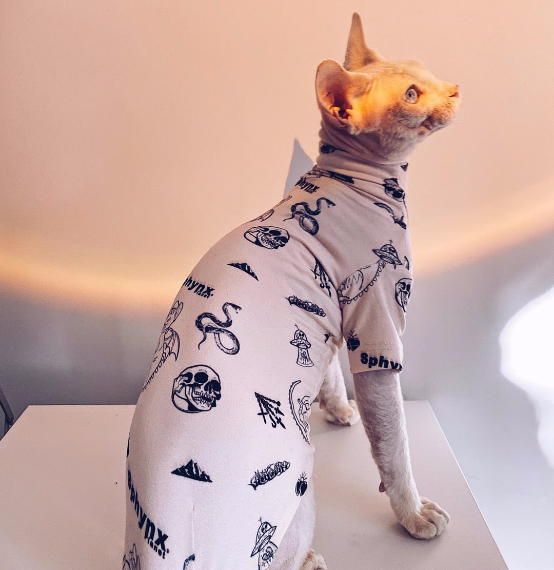 Sphynx Hairless Cats Tattooing Clothes, Kitten Pullover Sweatshirt Underwear, Bambino Devon Rex