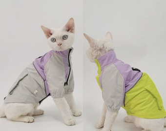 Sphynx Hairless Cats Windproof Jacket, Outdoors Wear Coat, Bambino Devon Rex Sphynx Cat Jumper