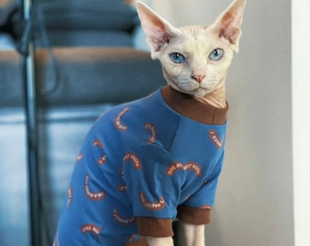 Sphynx Hairless Cats Printing Clothes, Soft Cotton Pullover Sweatshirt, Bambino Devon Rex Sphynx Cat Jumper