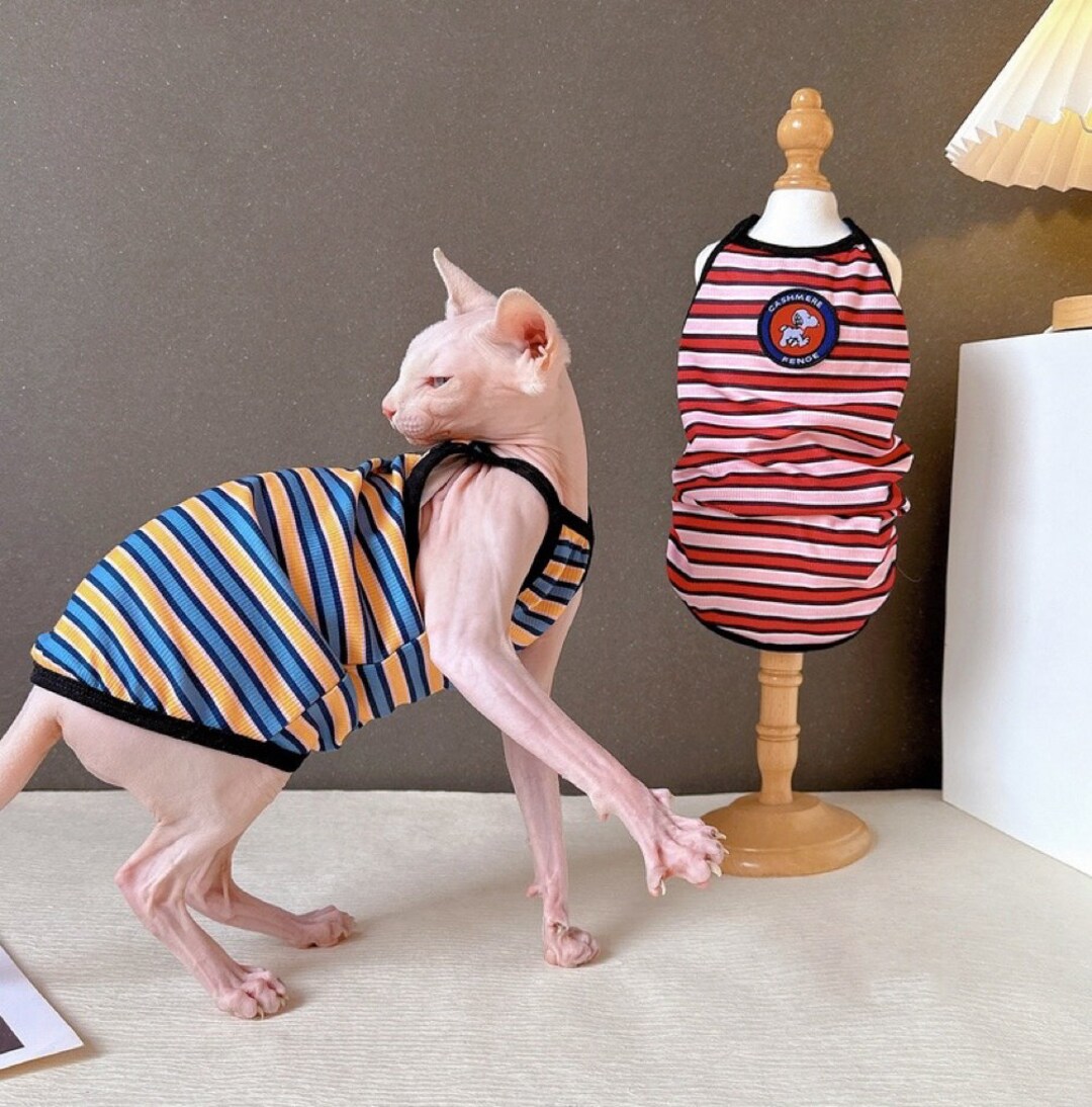 Sphynx Hairless Cats Clothes, Summer Kitten Sleeveless Sphynx Shirt, Bambino Devon Rex Sphynx