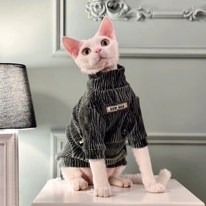 Sphynx Hairless Cats Clothes, Winter Warm Velvet High Collar Kitten Sphynx Sweatshirt, Bambino Devon Rex Sphynx Cat Clothing