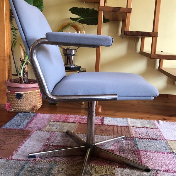 Vintage grey Swivel Armchair / Retro Chair / Stol Kamnik Yugoslavia / Desk Chair / Office Chair / Mid-century /Swivel Chair