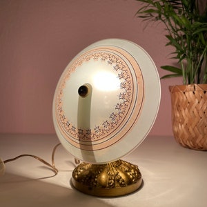 Rare Vintage Table Lamp/50&#39;s Lamp/ Vintage Antique Desk Lamp/ Bedside Lamp/ Mid Century Lamp /Glass Nightstand Lamp /Night Light
