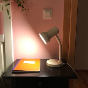 Vintage white desk lamp / Table lamp / Office lamp / Mid century white light / Space age / Desk, table decor / 80s