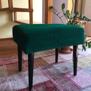 Vintage Mid Century Cushion Stool/ Mid Century Ottoman/Green Taburet/Ottoman/Vintage Furniture/Foot Stool/ 60s/Yugoslavia