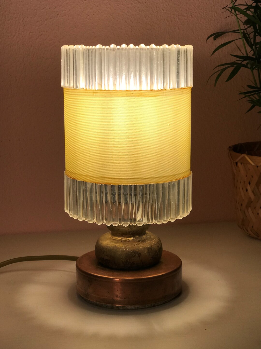 Vintage Bedside Table Lamp/ Desk Lamp/ Nightstand Lamp/ Yellow Lamp