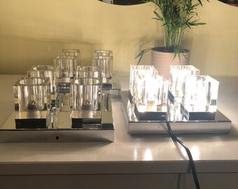 1 of 3 Glass and Chrome Flush Mount Lamp/ Ceilling Lamp/ Wall Lamp/1990s