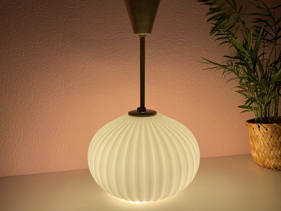 Vintage Pendant Light / Milk White Glass / Retro Kitchen 60's / Mid Century Modern / Sphere Light