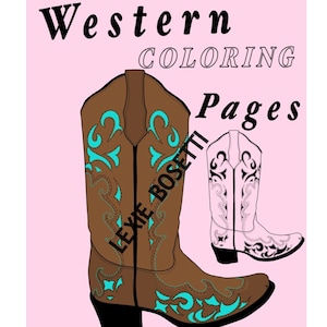 Western Country Horse Cowboy Coloring Pages Book Digital Download