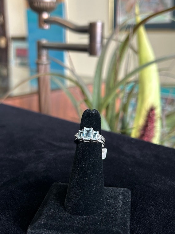 Aquamarine White Gold Gemstone Ring - image 2