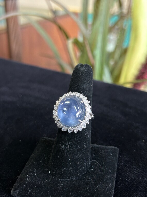 33 Carat Large Star Sapphire with 3 Carat Diamond… - image 3