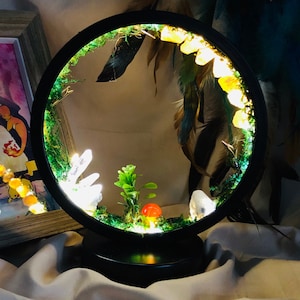 Natural Crystal Lamp Forest Ambient Lighting, Spiritual Lights Gift Raw Stone Mushroom Table Desk Night Light, USB LED Citrine Lamp
