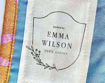 1 Large Pre-Cut Customizable Cotton Quilt Labels, Quilt Tag, quilting label, quilt patch, blanket tag, blanket patch CB001