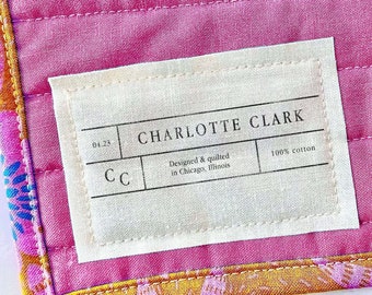 1 Large Beautiful Pre-Cut Customizable Cotton Quilt Labels, Quilt Tag, quilting label, quilt patch, blanket tag, blanket patch BC004