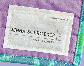 1 Large Beautiful Customizable Cotton Quilt Label, Quilt Tag, quilting label, quilt patch, blanket tag, blanket patch BC002