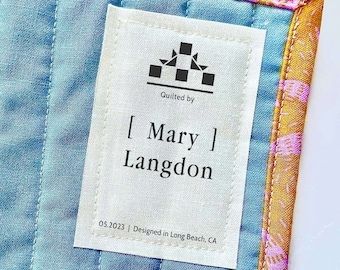 1 Large Beautiful Customizable Cotton Quilt Label, Quilt Tag, quilting label, quilt patch, blanket tag, blanket patch CB002