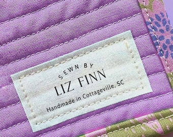 Pre-Cut Personalized Cotton Sewing Labels, Sew Tag, Sewing label, fabric label, quilt patch, blanket tag, blanket patch AB003