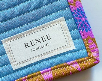 Pre-Cut Personalized Cotton Quilt Label, Quilt Tag, quilting label, quilt patch, blanket tag, blanket patch AB008