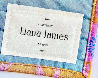 1 Large Beautiful Customizable Cotton Quilt Label, Quilt Tag, quilting label, quilt patch, blanket tag, blanket patch BC006
