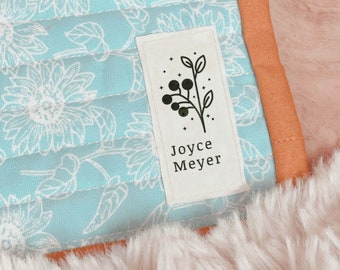 Pre-Cut Personalized Cotton Quilt Labels Set, Quilt Tags, quilting labels, quilt patch, blanket tag, fabric labels, blanket patch BA005