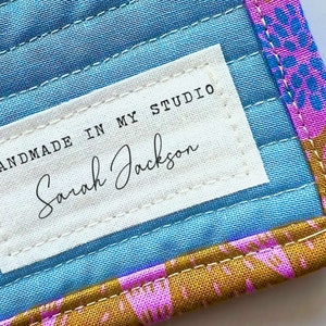 Pre-Cut Personalized Cotton Quilt Labels, Quilt Tag, quilting label, quilt patch, blanket tag, blanket patch AB005