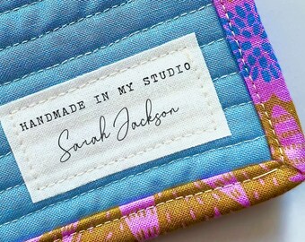 Pre-Cut Personalized Cotton Quilt Labels, Quilt Tag, quilting label, quilt patch, blanket tag, blanket patch AB005