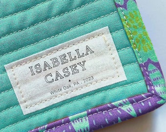 Pre-Cut Personalized Cotton Quilt Labels, Quilt Tag, quilting label, quilt patch, blanket tag, blanket patch AB014