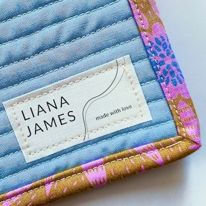 Pre-Cut Personalized Cotton Quilt Labels, Quilt Tag, quilting label, quilt patch, blanket tag, fabric label blanket patch AB011