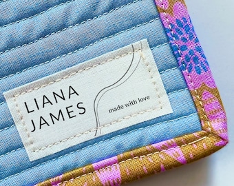 Pre-Cut Personalized Cotton Quilt Labels, Quilt Tag, quilting label, quilt patch, blanket tag, fabric label blanket patch AB011