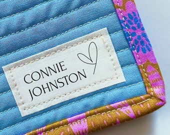 Pre-Cut Personalized Cotton Quilt Labels, Quilt Tag, quilting label, quilt patch, blanket tag, blanket patch AB012