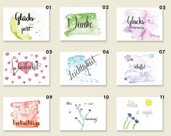 Ensembles de cartes postales individuels composés de 21 motifs, mélange de cartes, mélange de cartes postales, Din A6, carton épais et neutre pour le climat
