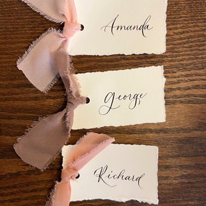 Deckled Edge Calligraphy Place Cards | Handwritten, personalized wedding and events place cards