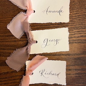 Deckled Edge Calligraphy Place Cards | Handwritten, personalized wedding and events place cards