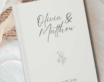 Personalized Engagement Notebook with Couple's Names. Hard Cover Journal with Matte Finish.