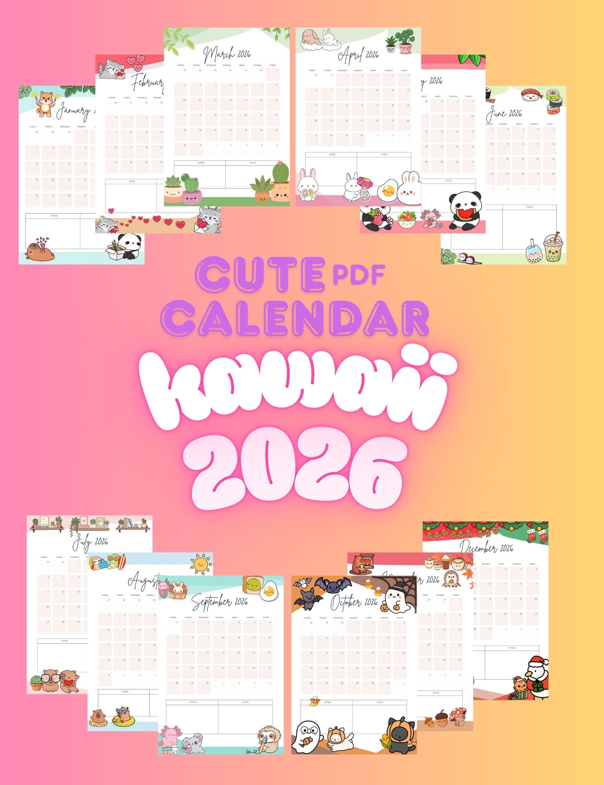 Kawaii calendar - Etsy 日本