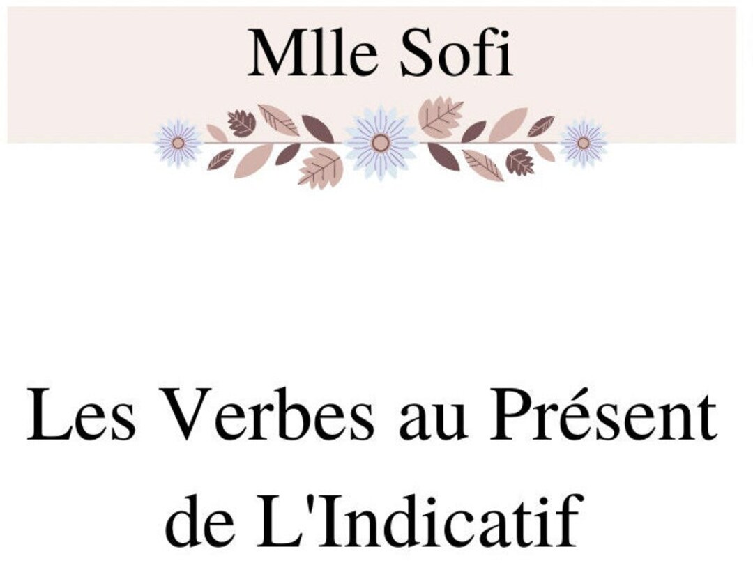 Les Verbes Au Présent De L'indicatif Etsy Australia