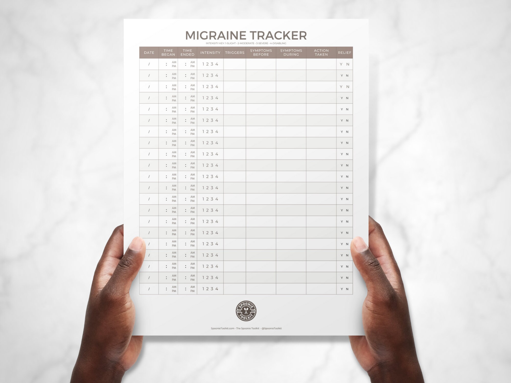 Migraine Tracker Printable PDF, Simple Headache Symptom Journal ...
