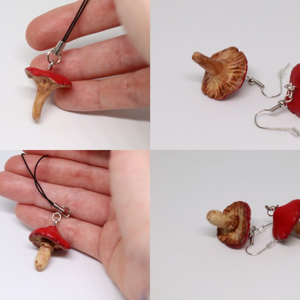 Pendientes de seta rojo, joyería artesanal, colgante llavero mushroom