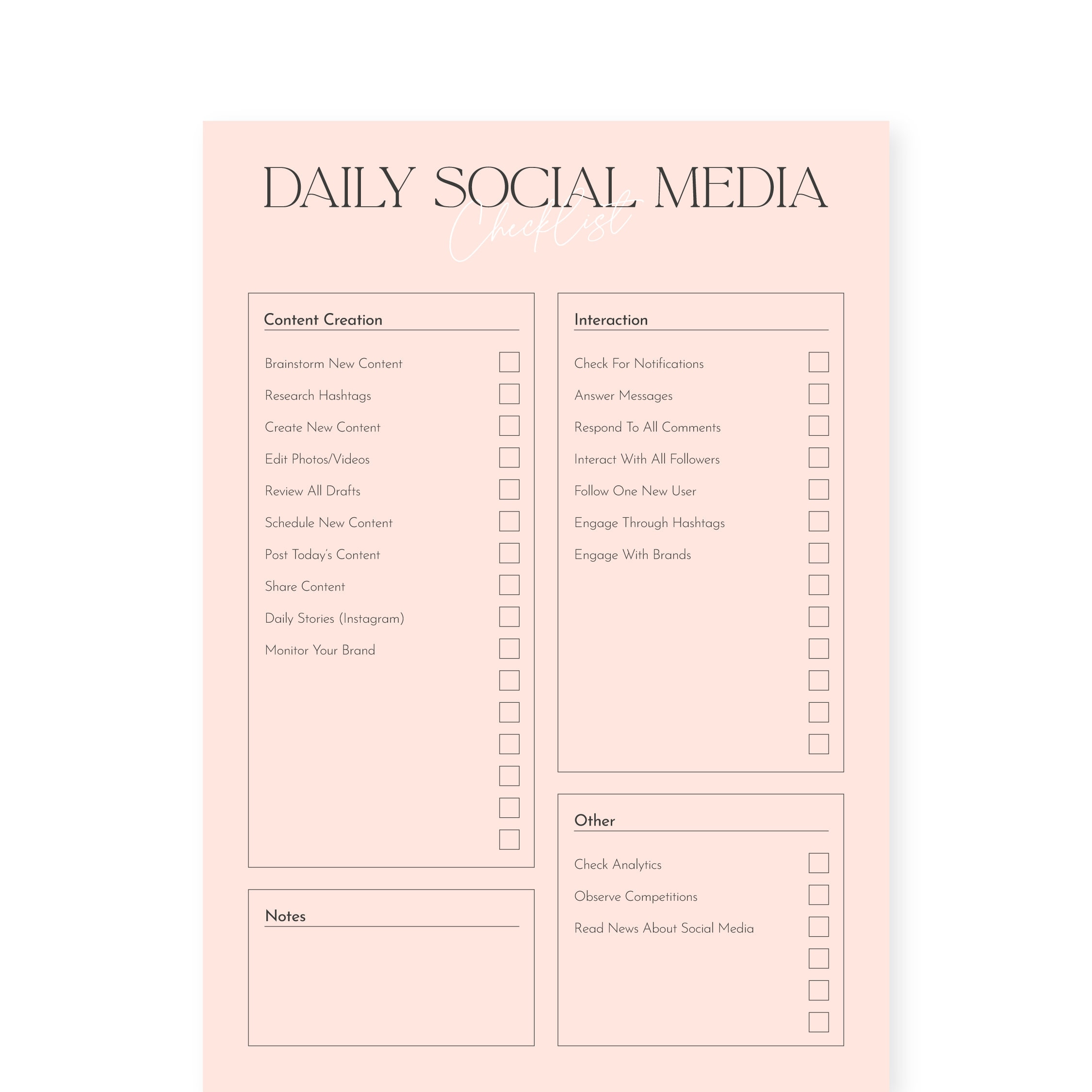 A4 Printable Social Media Checklist Bundle Social Media - Etsy