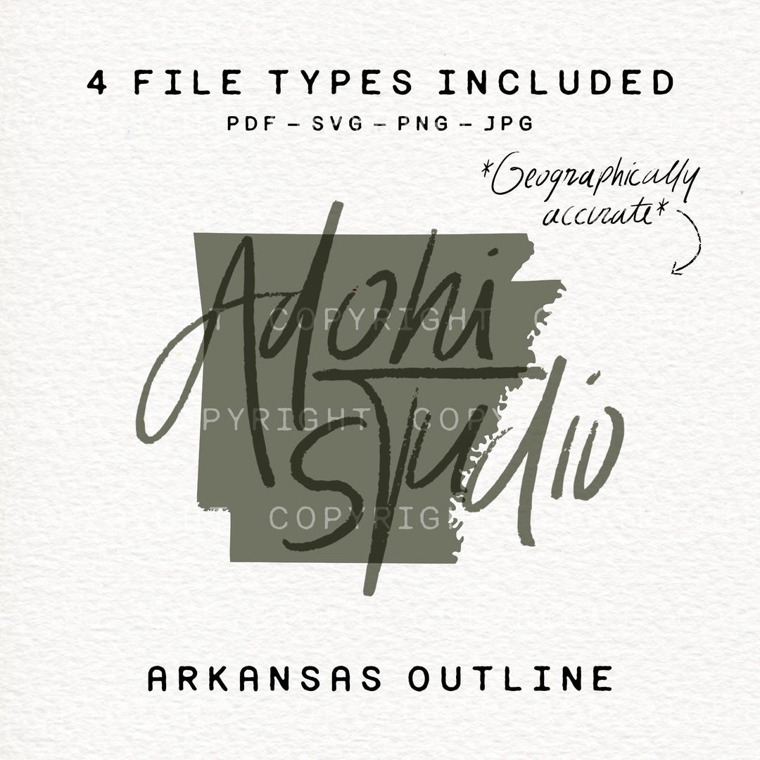 Arkansas State Outline File: Svg, Png, Jpg, Pdf - Etsy