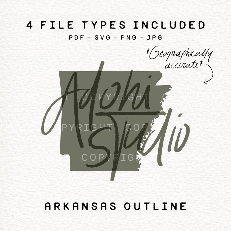 Arkansas State Outline File: Svg, Png, Jpg, Pdf - Etsy